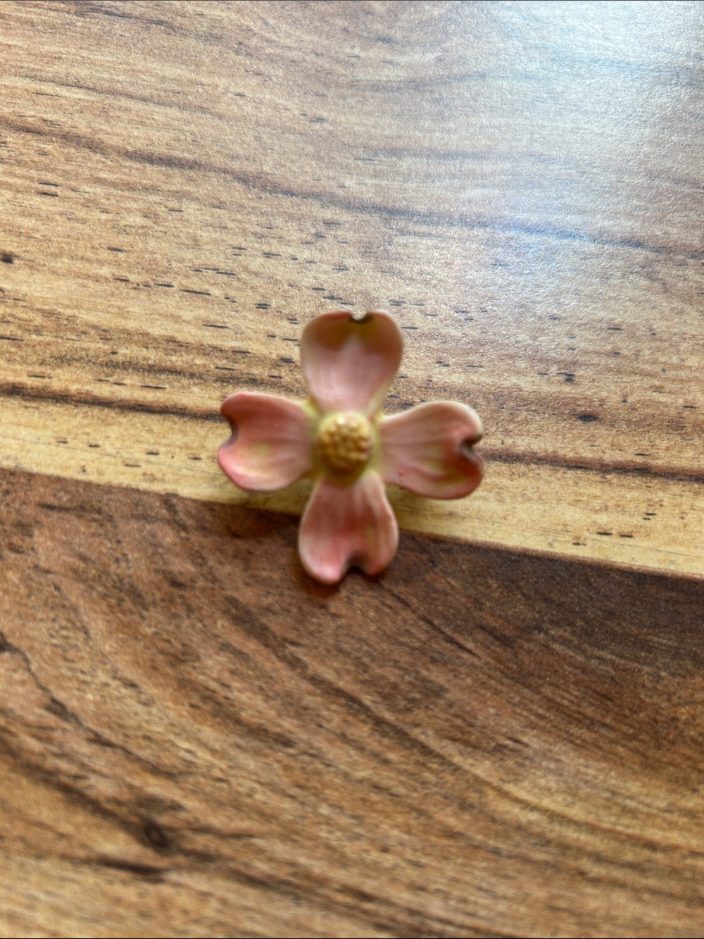 Vintage Handmade Ceramic Pink Dogwood Flower Brooch Pin Shabby Chic